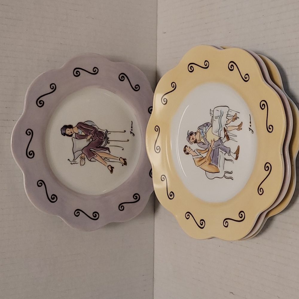 Adorable set of 4 PartyLite Sidewalk Cafe Luncheon Plates